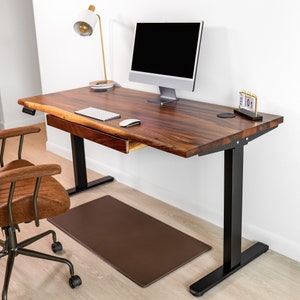 Standing Desk - Desk with Drawers, Walnut Live Edge Desk, Adjustable Height Desk, Sit Stand Desk, Stand Up Desk, Home Office Desk