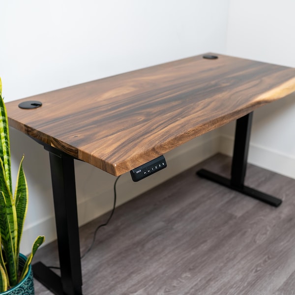 Standing Desk | Live Edge Desk | Solid Wood Desk | Reclaimed Wood Desk | Sit Stand Desk | Adjust Desk | Wood Desk | Desk | Walnut Desk