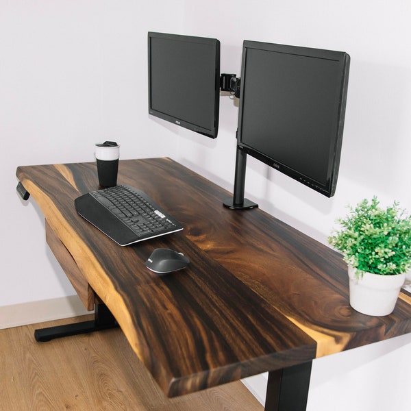 Adjustable Standing Desk - Live Edge Desk | Walnut Desk | Standing Desk | Computer desk | Home Office Desk | Adjustable Desk | Wood Desk