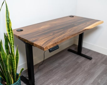 Standing Desk | Live Edge Desk | Solid Wood Desk | Reclaimed Wood Desk | Sit Stand Desk | Adjust Desk | Wood Desk | Desk | Walnut Desk