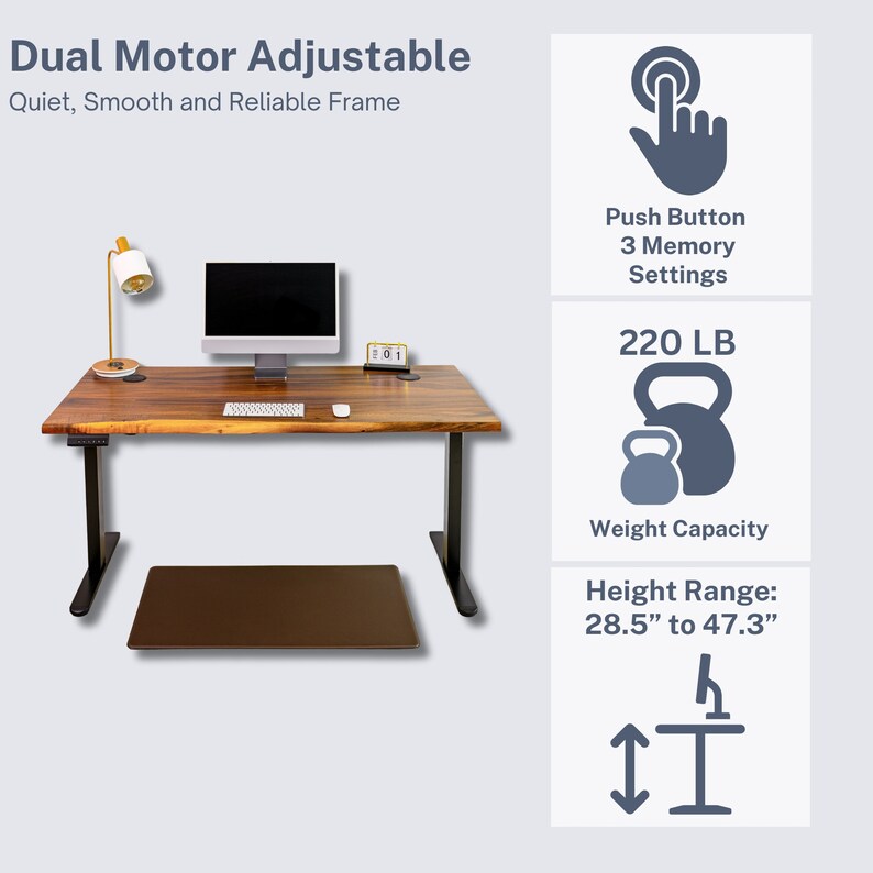 Standing Desk Desk with Drawers, Walnut Live Edge Desk, Adjustable Height Desk, Sit Stand Desk, Stand Up Desk, Home Office Desk image 8