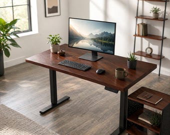 Black Walnut Standing Desk 48x30 - Adjustable Desk with Dual Motor Frame