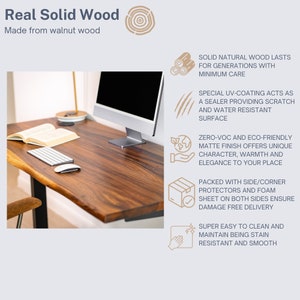 Standing Desk Long Drawer, Walnut Wood, Live Edge Desk Adjustable Height, Sit Stand Desk, Ergonomic Office Furniture image 7