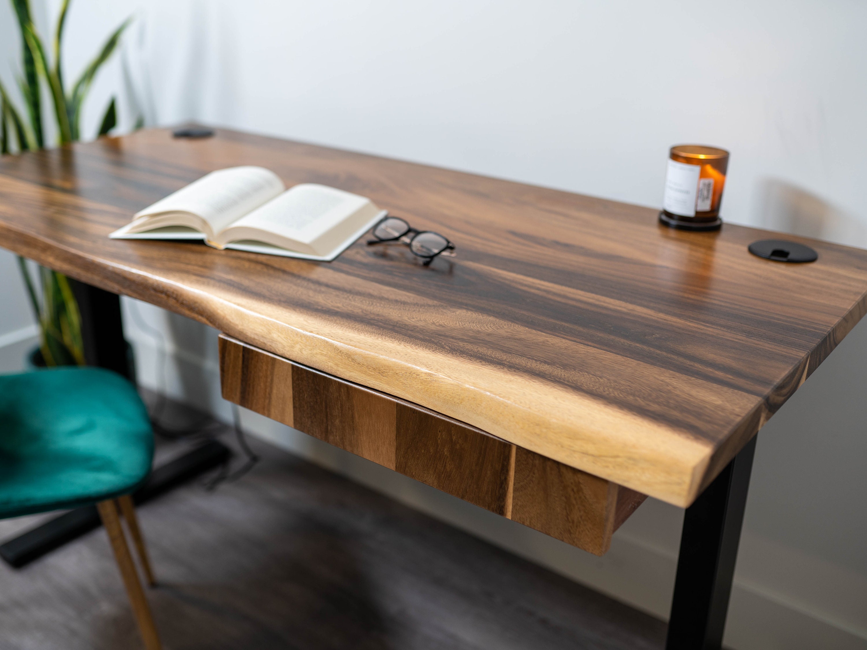 Live Edge Walnut Standing Desk Sit Stand Desk With Drawer Walnut