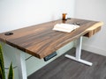 Live Edge Walnut Standing Desk | Sit Stand Desk With Drawer | Walnut Adjust Standing Desk | Wood Desk | Solid Wood Desk | Adjustable Desk