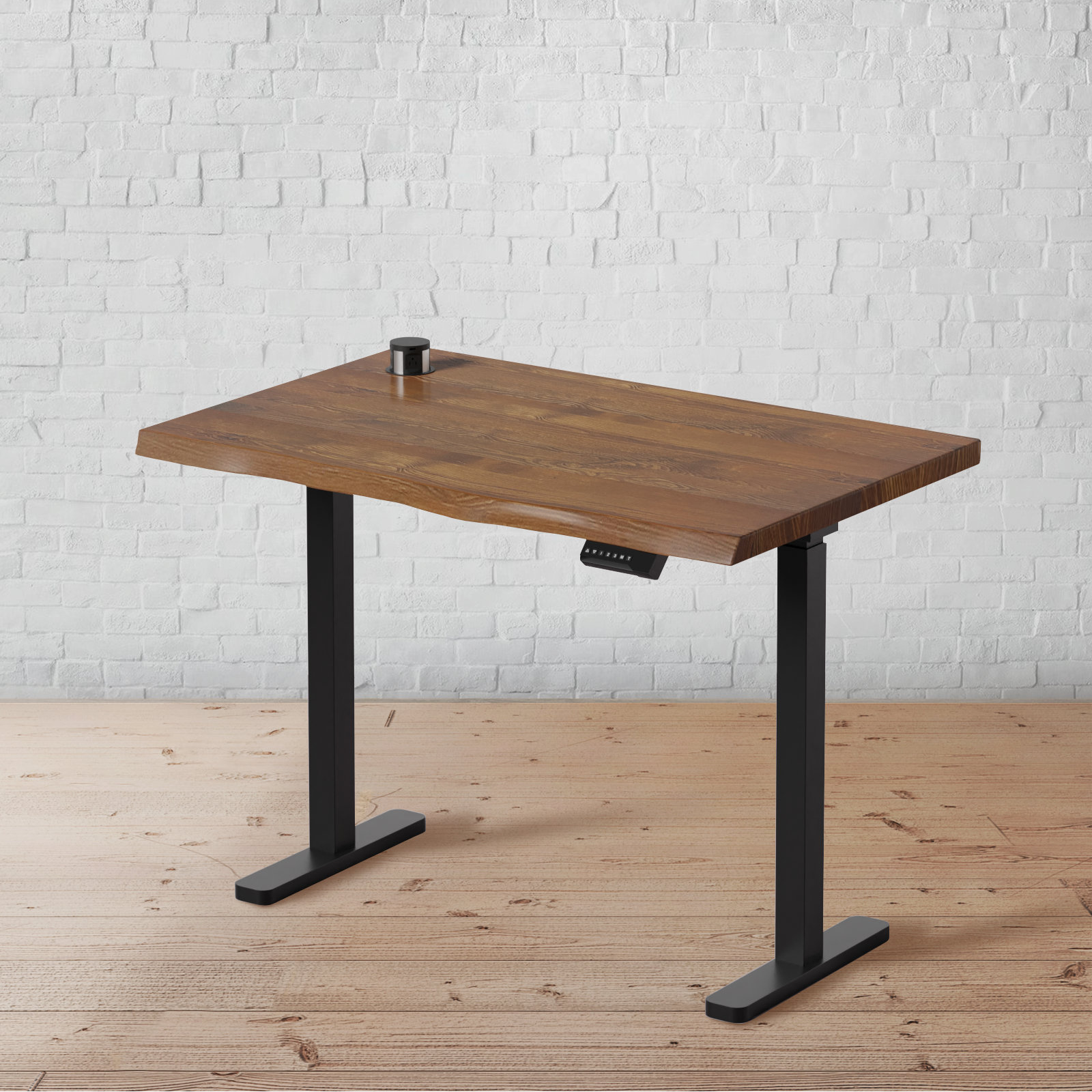Height Adjustable Desk / Wooden Standing Desk / Live Edge Wood Desk