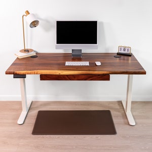 Standing Desk Desk with Drawers, Walnut Live Edge Desk, Adjustable Height Desk, Sit Stand Desk, Stand Up Desk, Home Office Desk image 5