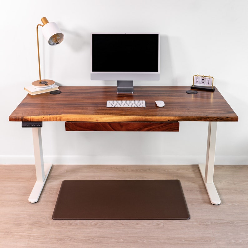 Standing Desk Desk with Drawers, Walnut Live Edge Desk, Adjustable Height Desk, Sit Stand Desk, Stand Up Desk, Home Office Desk image 5