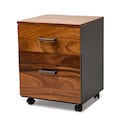 2 Drawer File Cabinet - Walnut Wood, Storage Cabinet, Rolling Filing Cabinets for Home Office