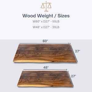 Walnut table top featuring natural live edge and available in two sizes: 60 inch and 48 inch. Perfect for elegant and versatile office or home setups.