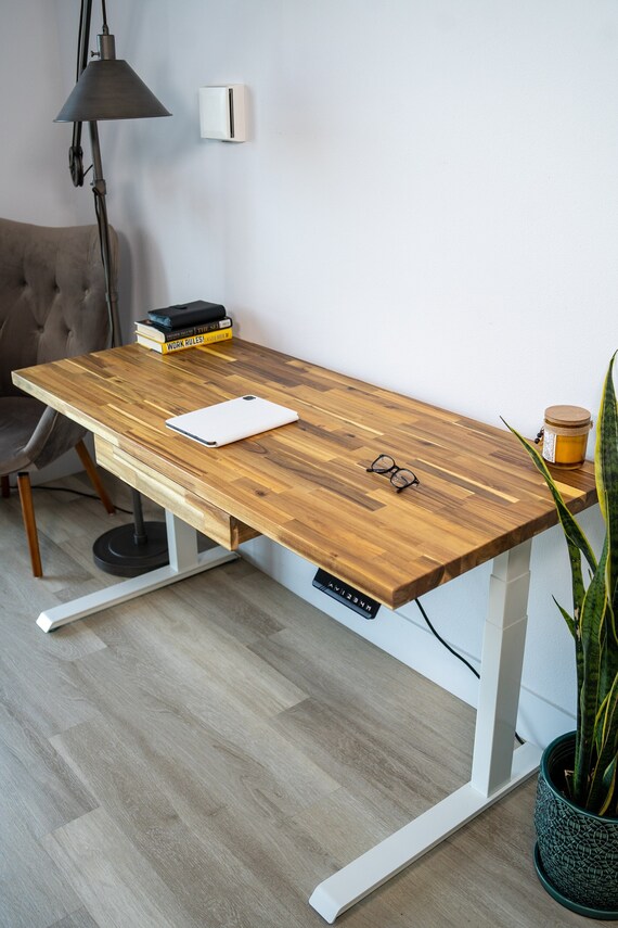 Wood Office Desk White Desk Office Desk Adjustable desk MWS Kian Home