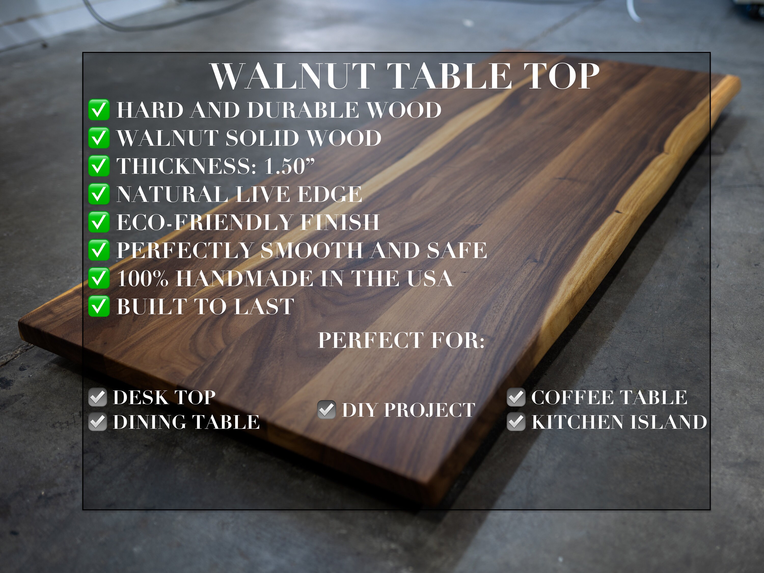 Walnut Table Top Desk Table Top Desk Top Walnut Wood Etsy