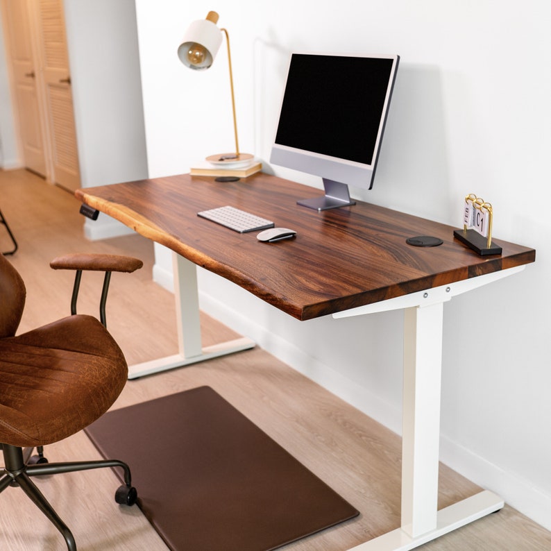Standing Desk Walnut Desk, Live Edge Desk, Adjustable Desk, Computer Desk, Office Desk, Solid Wood Desk, Sit Stand Desk, Home Office Desk image 5