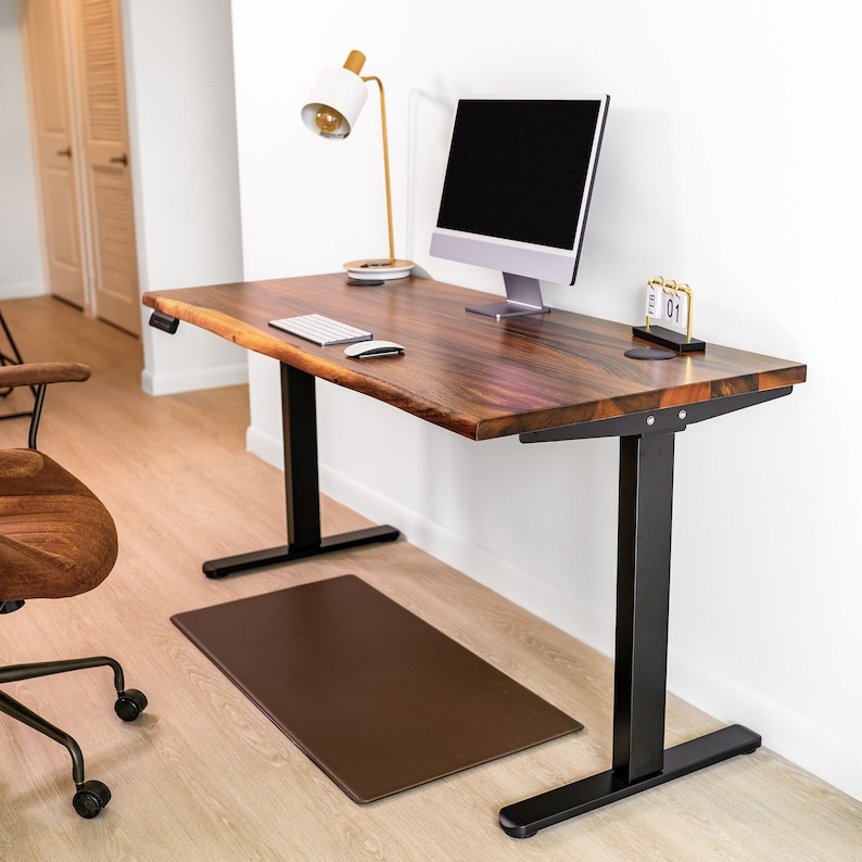 Standing Desk Walnut Desk, Live Edge Desk, Adjustable Desk, Computer Desk, Office Desk, Solid Wood Desk, Sit Stand Desk, Home Office Desk image 1