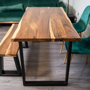 Dining Table - Dining Room Table | Live Edge Dining Table | Walnut Solid Wood Table | Narrow Dining Table | Kitchen Table | Dining Furniture