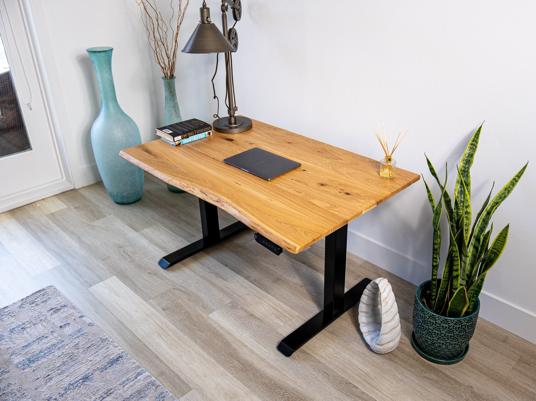 MWS Layla | Live Edge Standing Desk | Computer Desk | Office Desk |  Adjustable desk | Sit-Stand Desk | Natural Wood Desk | Rustic Desk