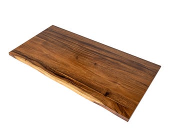 Walnut Live Edge Desktop — Solid Wood Tabletop for Standing Desks | Tables & Countertops | 38–70 in