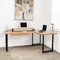 White Oak L Shaped Desk — Solid Wood Corner Desk with Optional Drawer / Keyboard Tray / Monitor Shelf