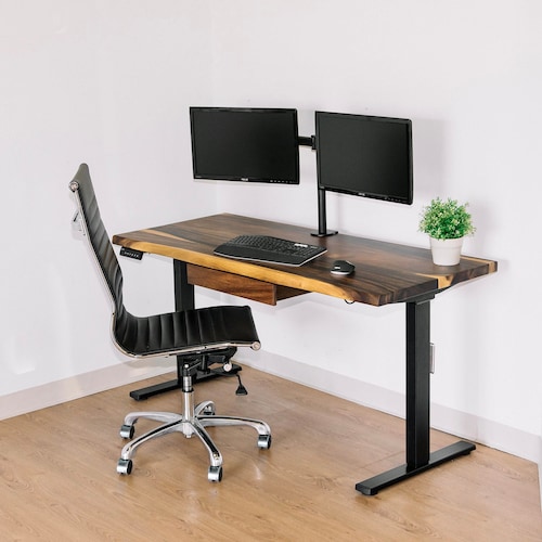 Adjustable Standing Desk Live Edge Desk Walnut Desk - Etsy