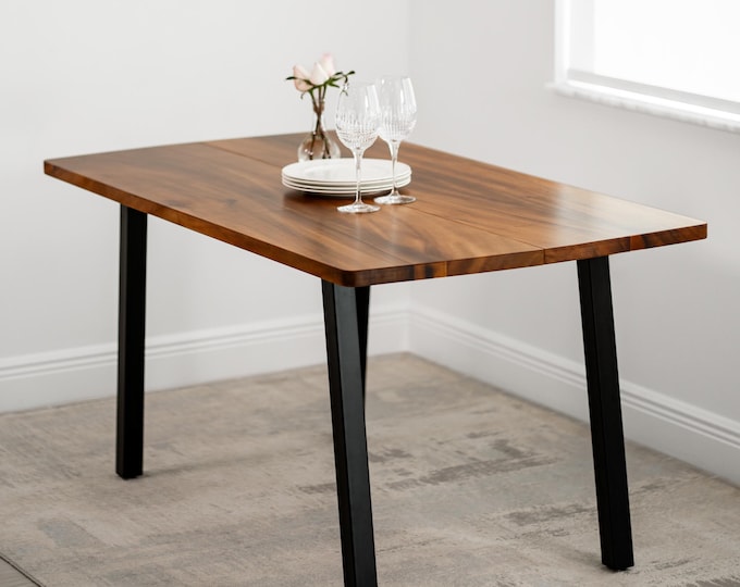 Featured listing image: Walnut Dining Table Set with Benches - Solid Wood Kitchen Table | Dining Room Table Seats 4–6