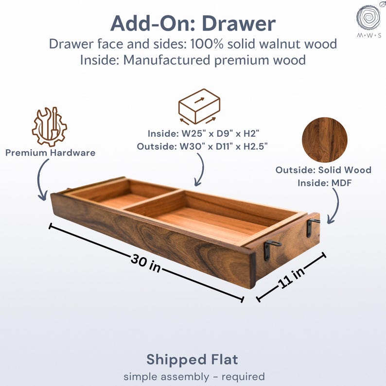 Live Edge Walnut Desk - Solid Wood Computer Desk with Drawer Storage & Monitor Riser Option | Handcrafted Home Office Desk image 9
