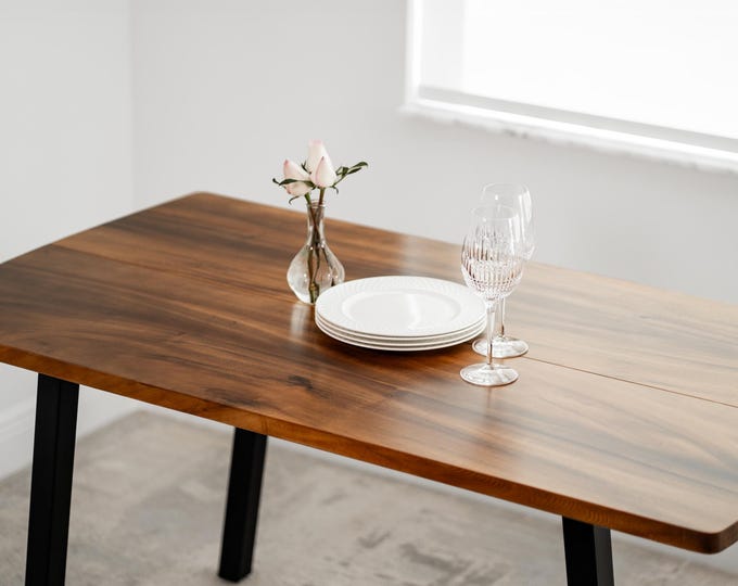 Featured listing image: Walnut Dining Table Set with Benches - Solid Wood Kitchen Table | Dining Room Table Seats 4–6