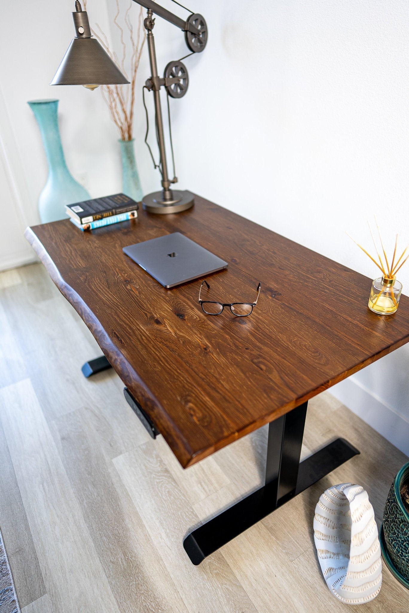 MWS Aria Live Edge Desk Standing Desk Wooden Desk Computer desk