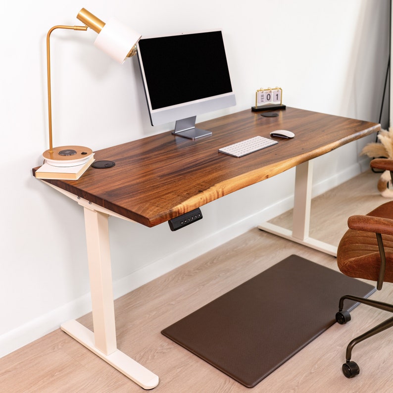 Standing Desk Walnut Desk, Live Edge Desk, Adjustable Desk, Computer Desk, Office Desk, Solid Wood Desk, Sit Stand Desk, Home Office Desk image 4