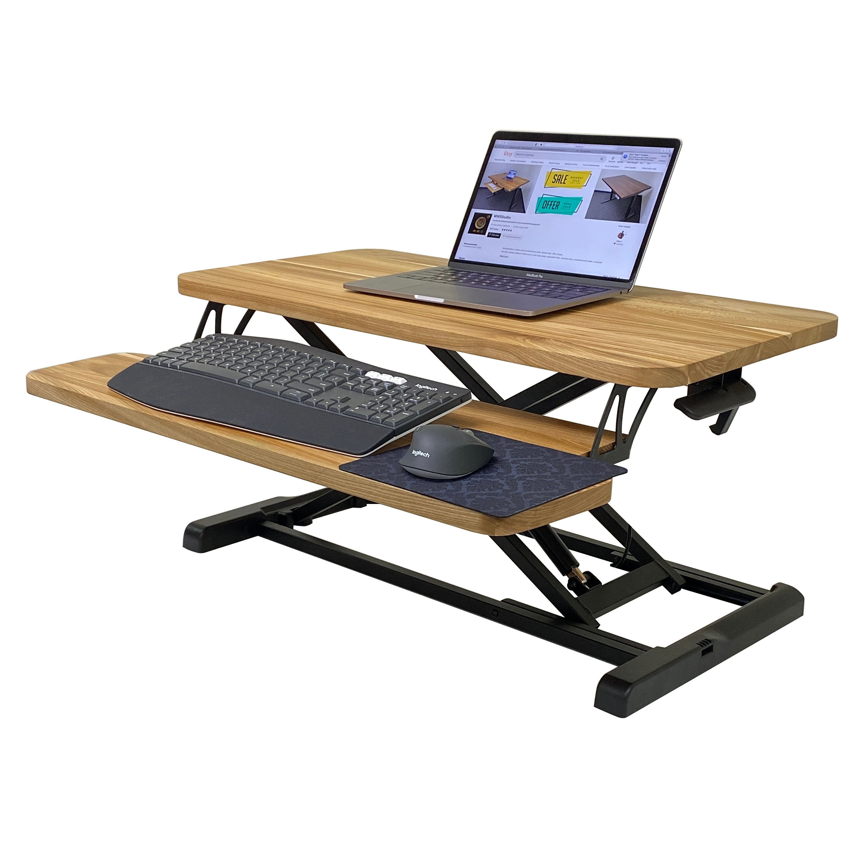 MWS ELM Wooden Standing Desk Riser with Adjustable Height Etsy