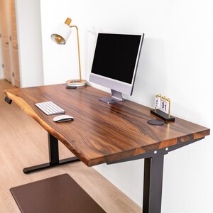 Standing Desk Walnut Desk, Live Edge Desk, Adjustable Desk, Computer Desk, Office Desk, Solid Wood Desk, Sit Stand Desk, Home Office Desk image 3