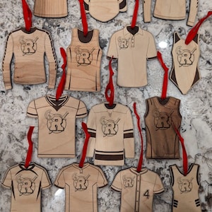 Rocori School Sports Jersey Ornaments, Baseball, Basketball, Volleyball, Football, Track and Cross Country, Softball
