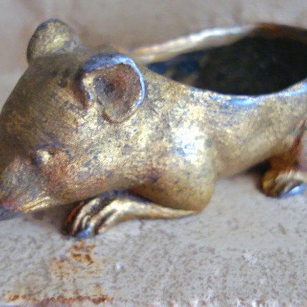 Unique  Brass inkwell Brass animal Collectible figurine Antique inkwell Antique brass Old thing of the 17th century