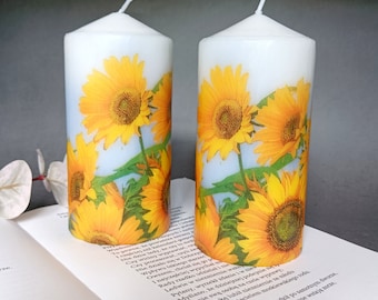 Ensemble de bougies tournesol | Décorations tournesol | Décoration de maison de campagne