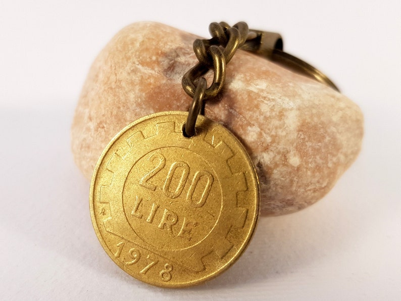 Vintage coin keychain Italy keychain 1978 Coin Italian 200 Etsy