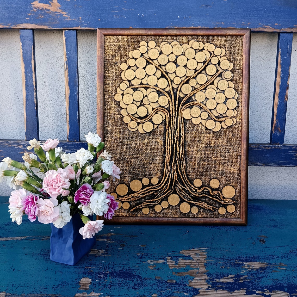 Money Tree Wall Art Tree Wall Decor Original Wall Art Etsy