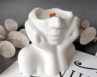 Unscented Soy Wax Candle Woman's Face Vase Modern Decor Unique Gift Idea