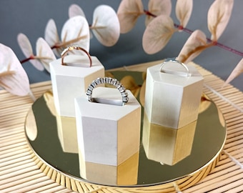 Modern Geometric Concrete Ring Holders Set of 3 |Stylish Organizer for Dressing Table