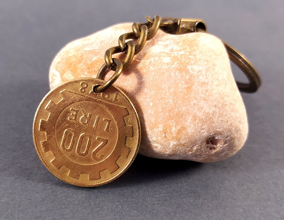 Vintage coin keychain Italy keychain 1978 Coin Italian 200 Etsy