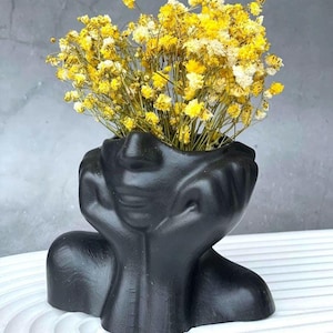 Plaster Woman Face Vase: Modern Home Decor, Makeup Brush Holder