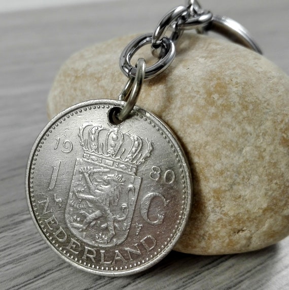 40th birthday gift 1979 coin keyfob with a /"40/" charm