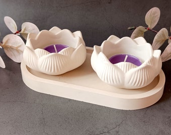 Lotus candle holder Set Oval Jewellery Tray Gift Box for Her