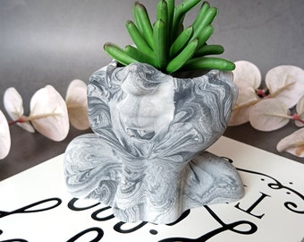 Marble Women Face Vase For Dried Flowers Concrete Home Decor