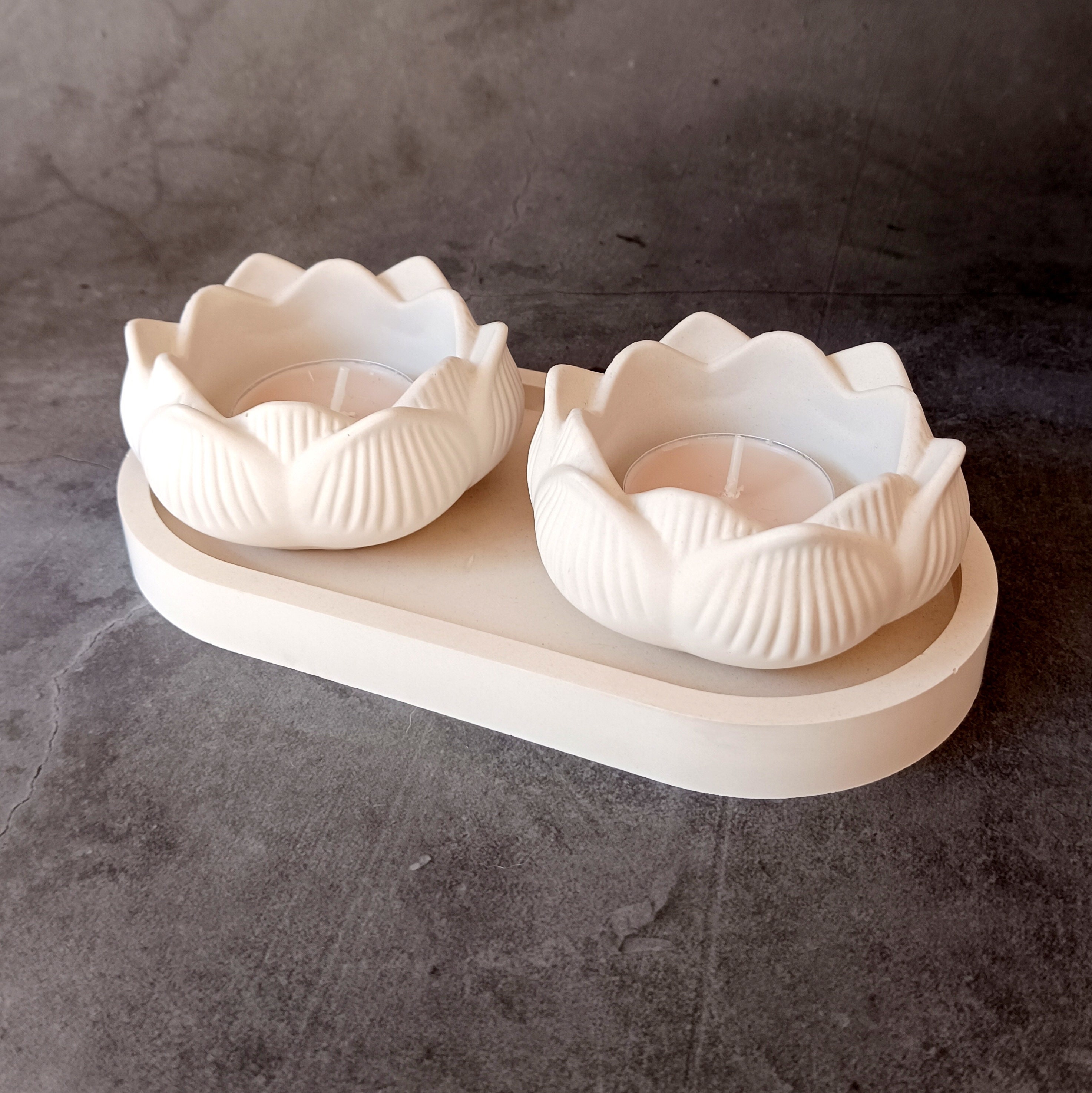 Lotus Tea Light Holder Concrete Flower Candle Holder Tea Etsy