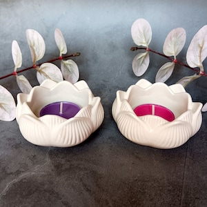 Beton Blumen Teelichthalter Set Kerzenständer Lotus Yoga Freund Geschenk