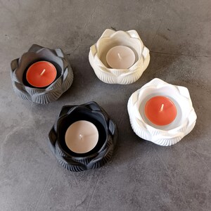Lotus Plaster candlestick Flower Tealight Holder Concrete tea light holder Handmade gift Rustic Home Decor image 4