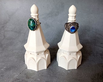 Ensemble de 2 rangements pour bagues dans une tour, cadeau de décoration fait main au design unique pour femme