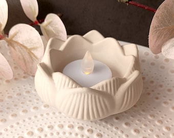 Flor Té luz portavelas Candelabro de hormigón Lotus Vela Yoga Profesor Regalo Meditación Regalo