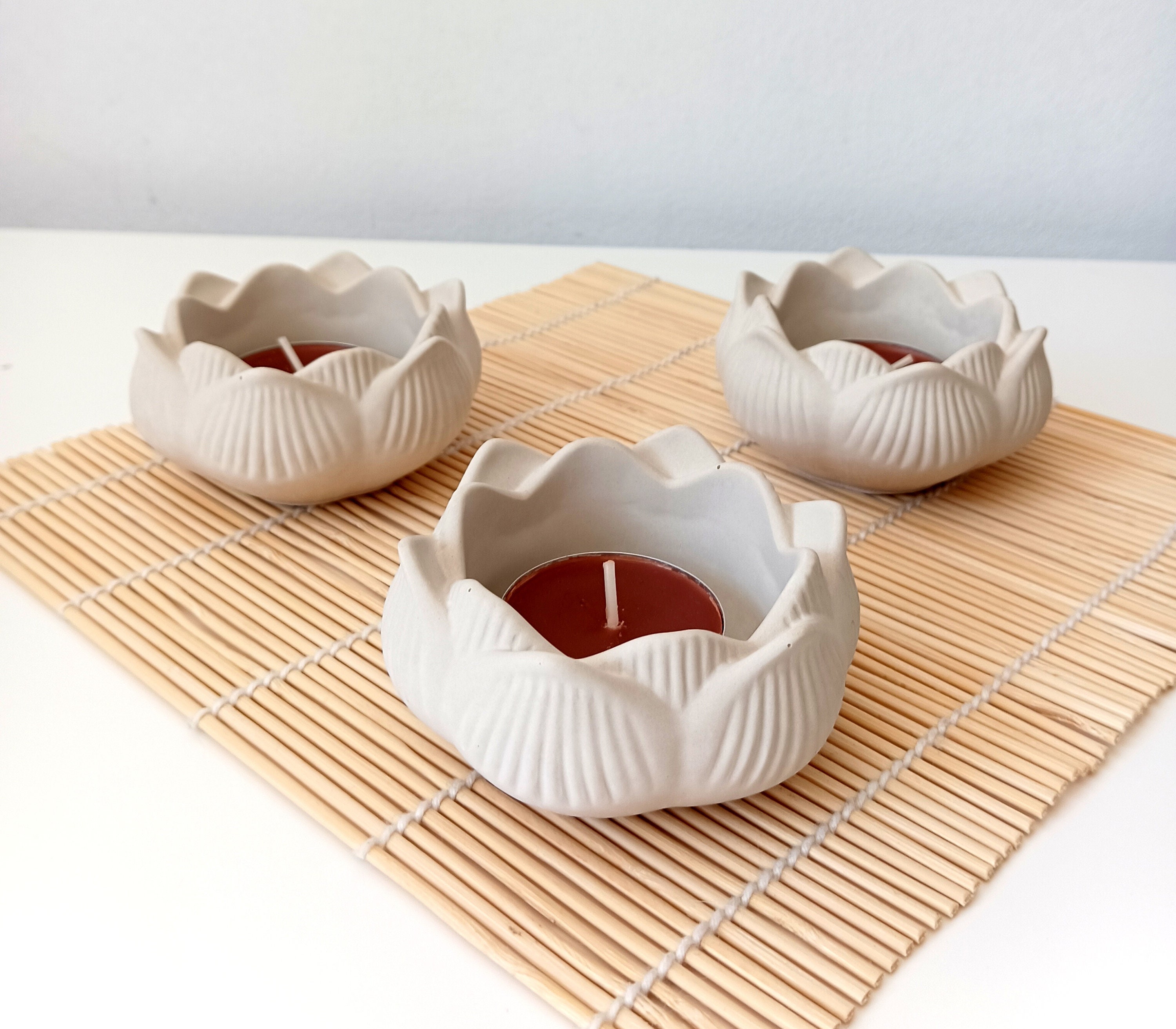 Handmade Flower Candlesticks Set Flower Design Candle Jars Etsy