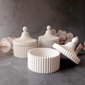Betonnen potten voor kaarsen Witte kaarsen Potten met deksel Trinketpot Decoratieve sieradenpotten Gipsdecoratie Decoratieve betonartikelen