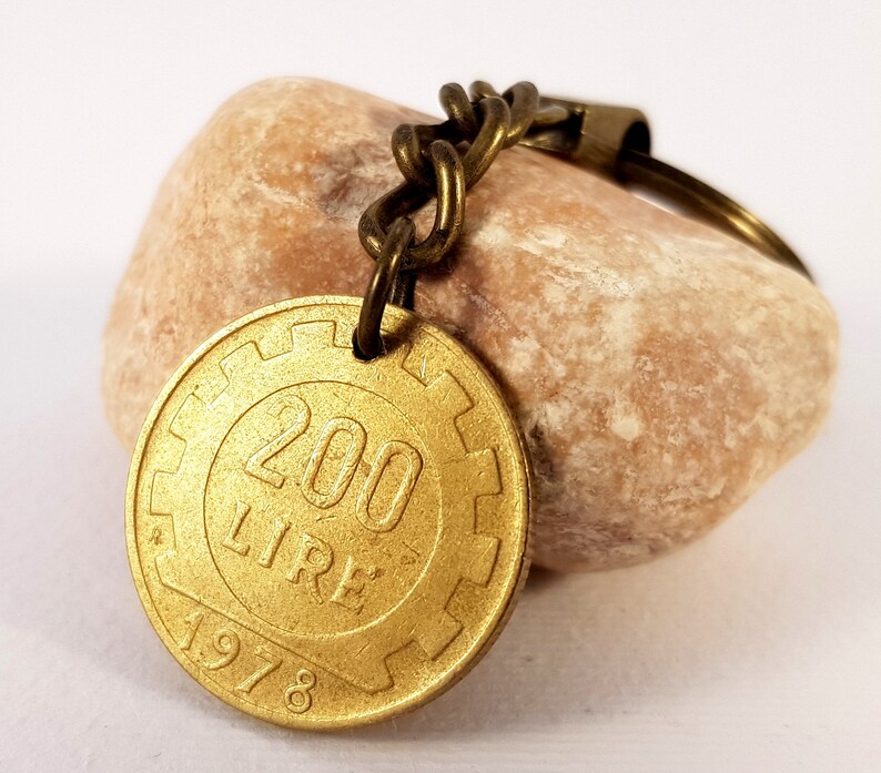 Vintage coin keychain Italy keychain 1978 Coin Italian 200 Etsy